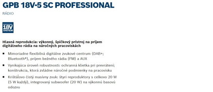 GPB 18V-5 SC PROFESSIONAL RÁDIO