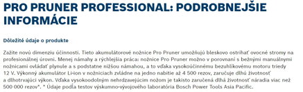 PRO PRUNER PROFESSIONAL AKU ZÁHRADNÉ NOŽNICE S RÝCHLONABÍJAČKOU (06019K1021)