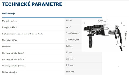 GBH 2-26 DRE PROFESSIONAL VŔTACIE KLADIVO S SDS PLUS