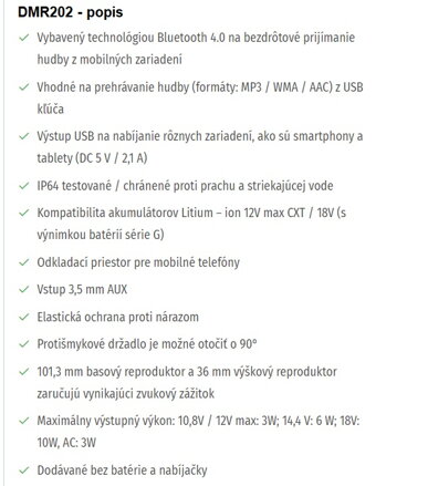 AKUMULÁTOROVÝ REPRODUKTOR DMR202