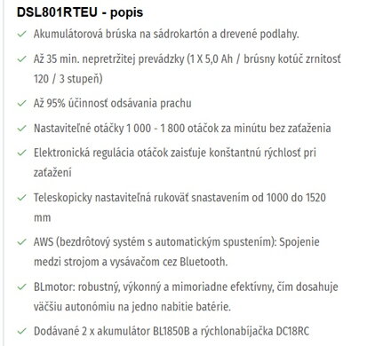 AKUMULÁTOROVÁ BRÚSKA DSL801RTEU