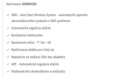 AKUMULÁTOROVÁ PÍLA DSP601ZJU