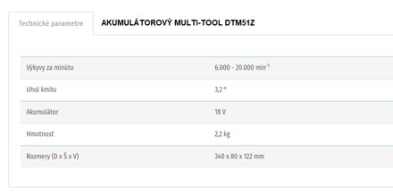 AKUMULÁTOROVÝ MULTI-TOOL DTM51Z