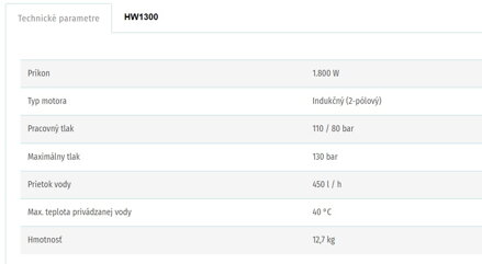 VYSOKOTLAKOVÝ ČISTIČ HW1300