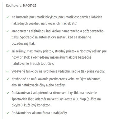AKUMULÁTOROVÝ KOMPRESOR MP001GZ