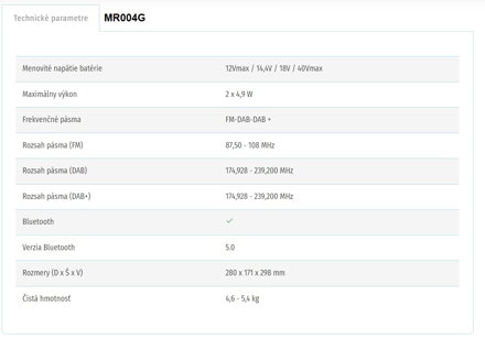 AKUMULÁTOROVÉ RÁDIO MR004G
