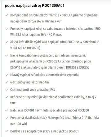SADA AKU KROVINOREZ UR101CZ + Prenosný napájací zdroj PDC1200A01