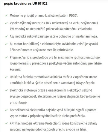 SADA AKU KROVINOREZ UR101CZ + Prenosný napájací zdroj PDC1200A01