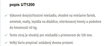 MIEŠAČKA UT1200 MIEŠAČKA UT1200