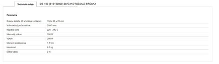 DS 150 (619150000) DVOJKOTÚČOVÁ BRÚSKA