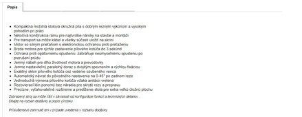 TS 254 M (610254000) STOLOVÁ KOTÚČOVÁ PÍLA