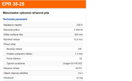 EPR 35-25 elektrická reťazová píla